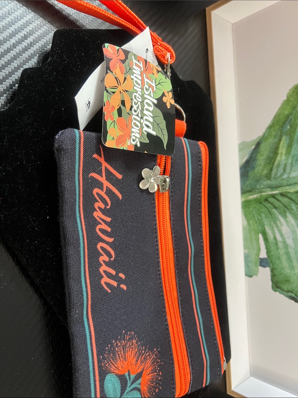 Expressions Hawaii Navy & Orange Wristlet Clutch